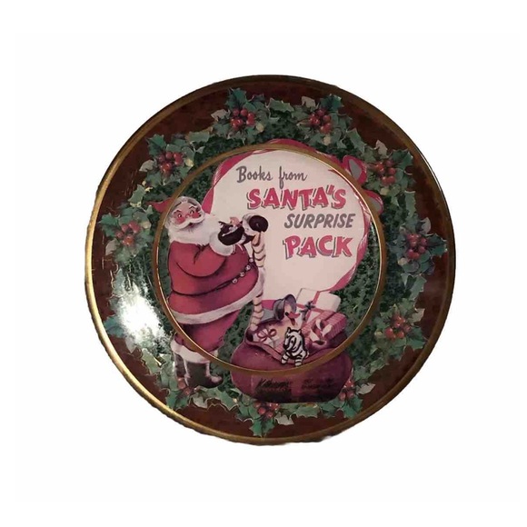 Katherine's Collection Books from Santa's Surprise Pack Glass Plate - Picture 1 of 13